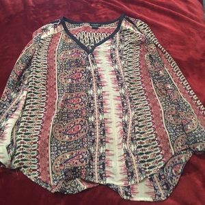 Lucky Brand V Neck Top sz L